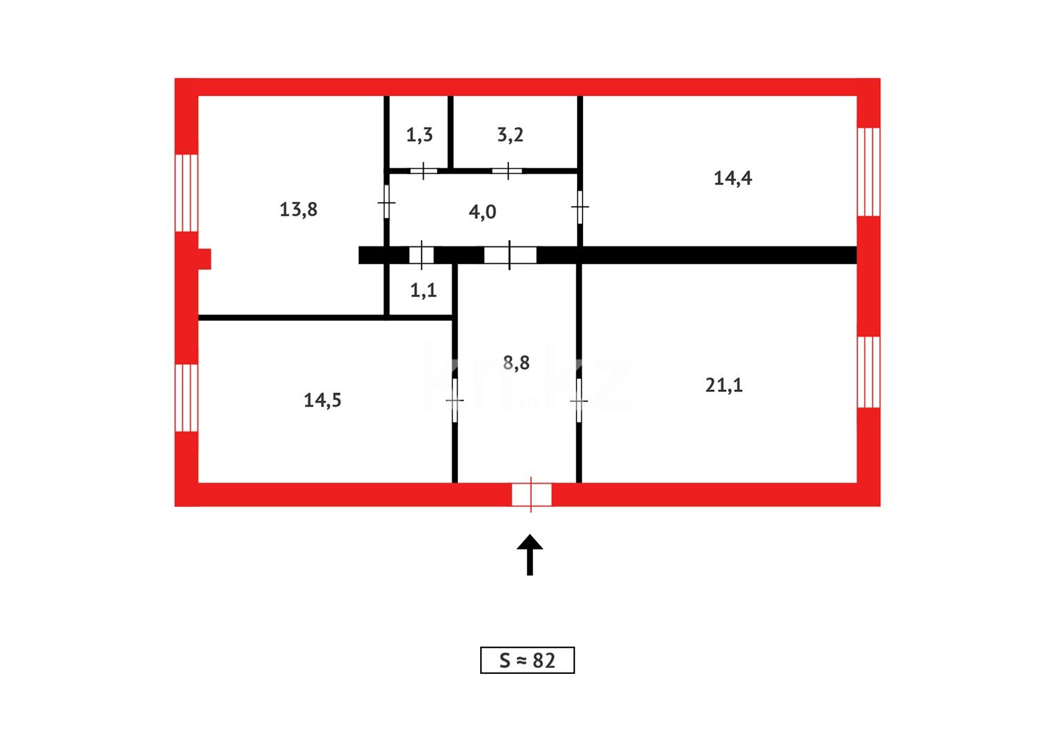 Продажа 3-комнатной квартиры, 82 м² в Караганде