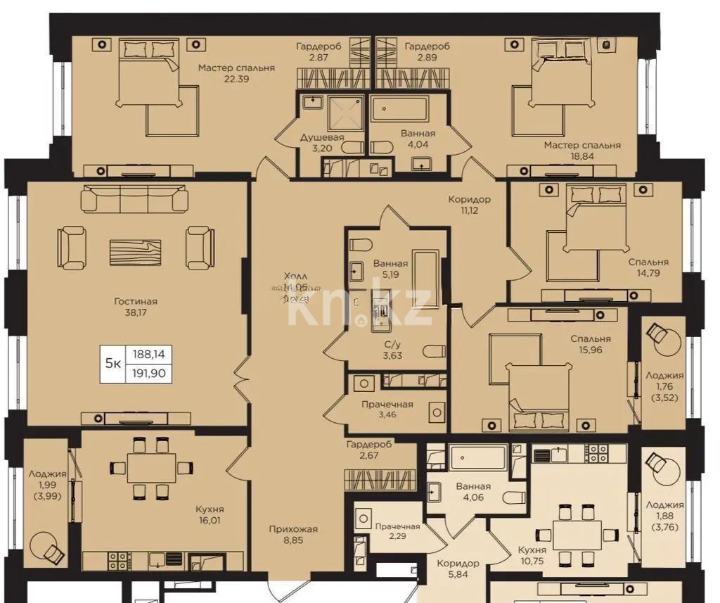 Продажа 5-комнатной квартиры, 191 м² в Астане - фото 4