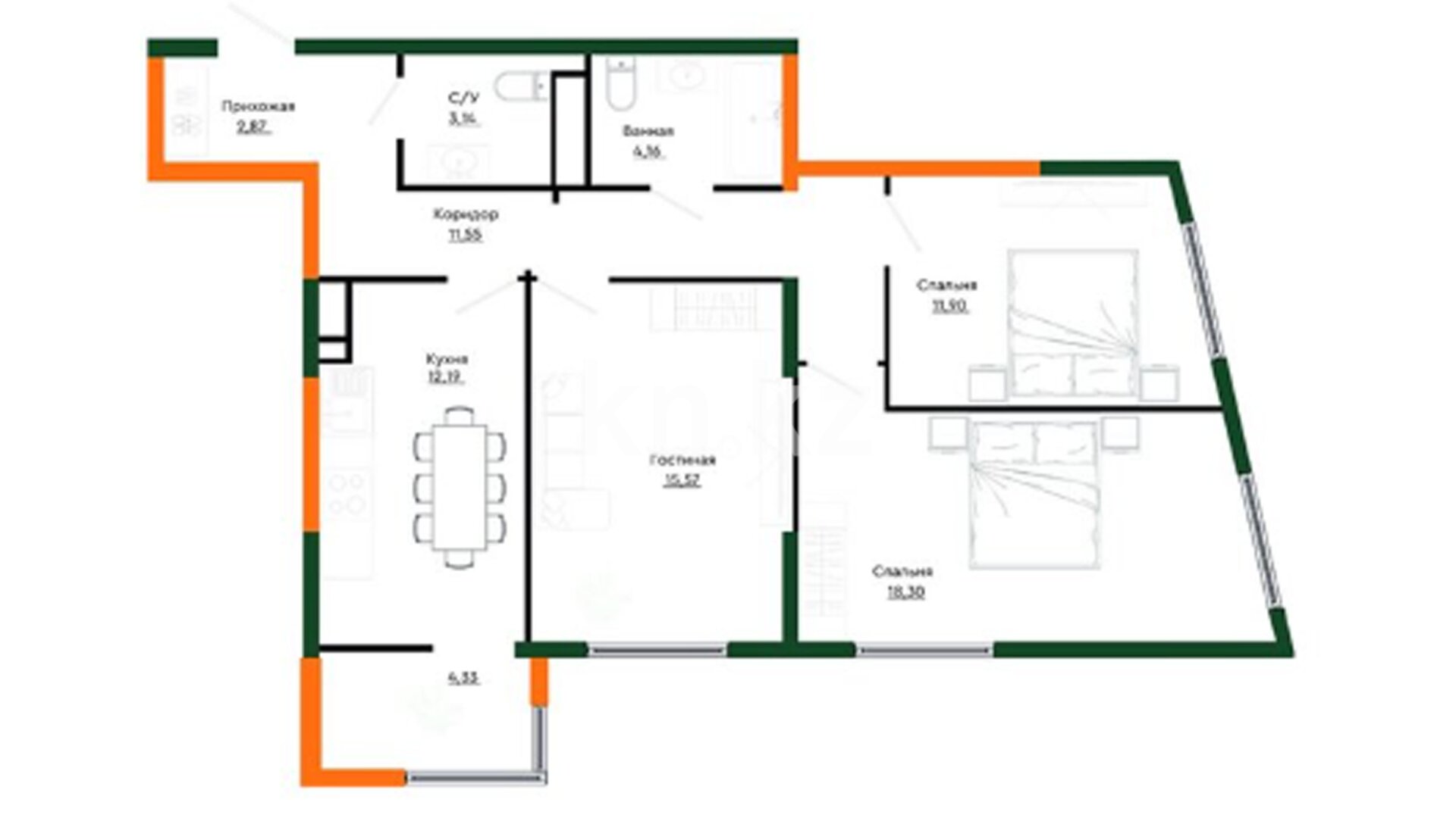 ЖК Mereke, 3-комнатная, цена 47 200 000 ₸, 590 000 ₸&nbsp;/&nbsp;м²