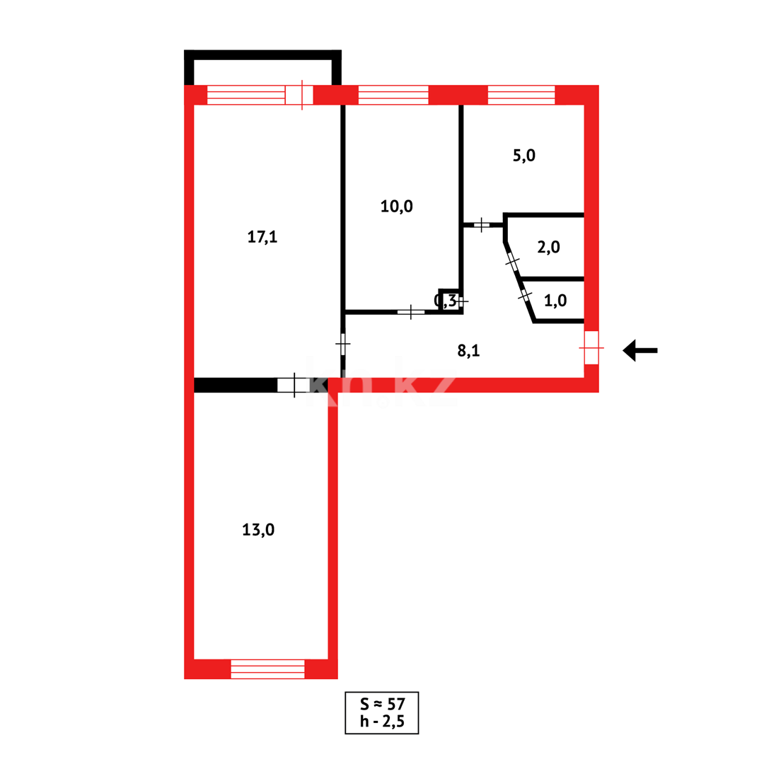 Продажа 3-комнатной квартиры, 57 м², ул. Локомотивная в Караганде - фото 10