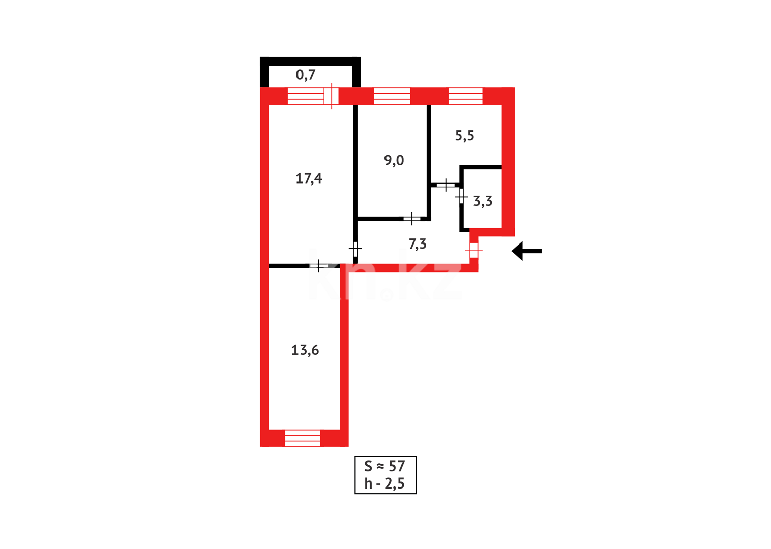 Продажа 3-комнатной квартиры, 56 м² в Караганде - фото 11