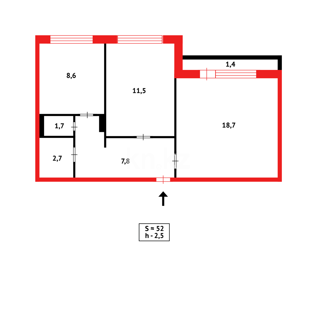 Продажа 2-комнатной квартиры, 52 м² в Караганде - фото 11