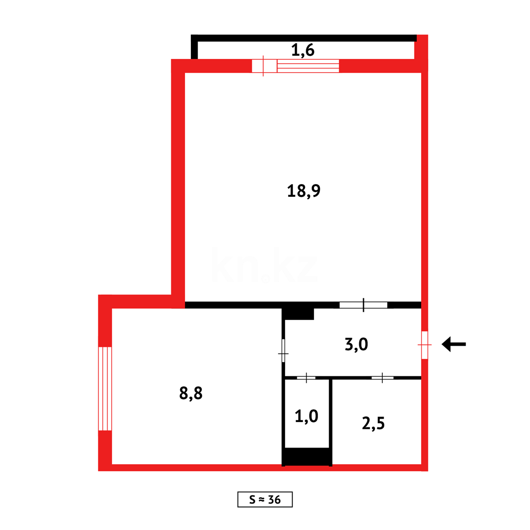 Продажа 1-комнатной квартиры, 38 м² в Караганде - фото 10