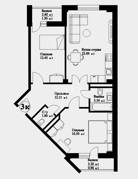 Продажа 3-комнатной квартиры, 71 м², ул. Е-418, дом  10 - ул. Кургальжинское шоссе в Астане - фото 2