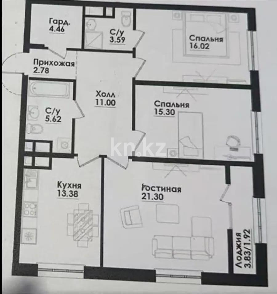 Продажа 3-комнатной квартиры, 96 м² в Алматы