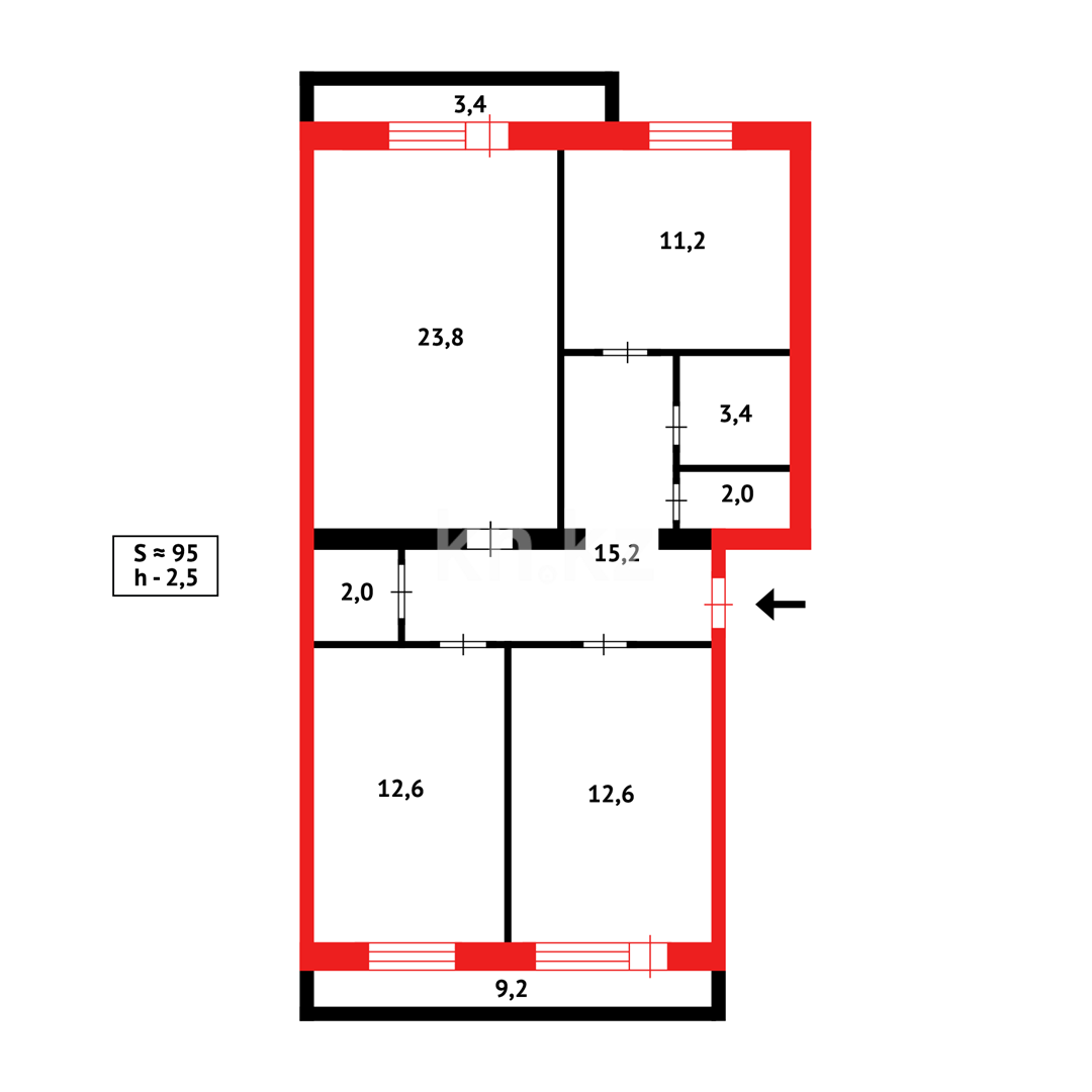 Продажа 3-комнатной квартиры, 95 м², 68-й квартал, дом  17б в Темиртау - фото 10