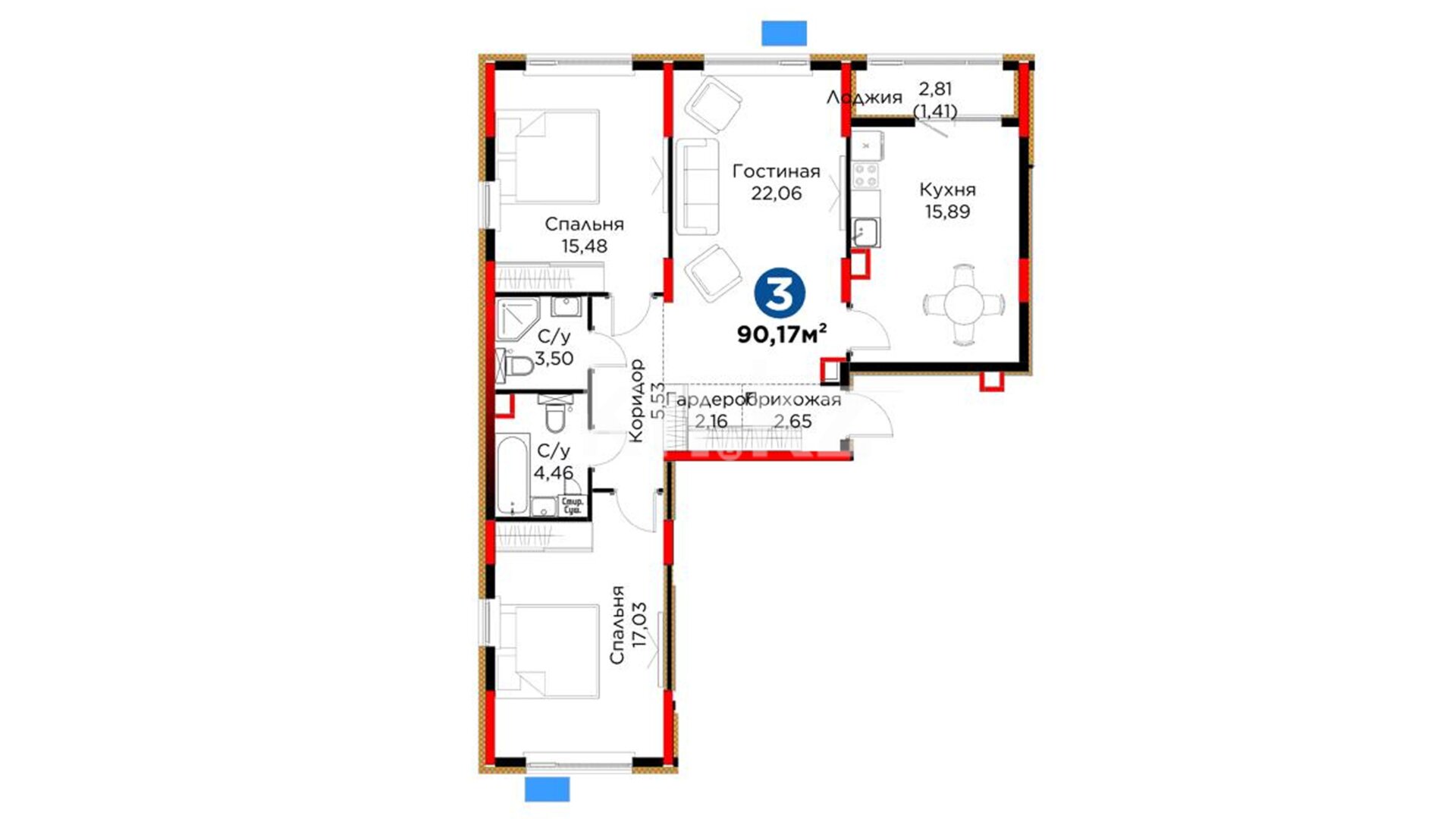 ЖК Alem Dara, 3-комнатная, цена 45 607 986 ₸, 505 800 ₸&nbsp;/&nbsp;м²