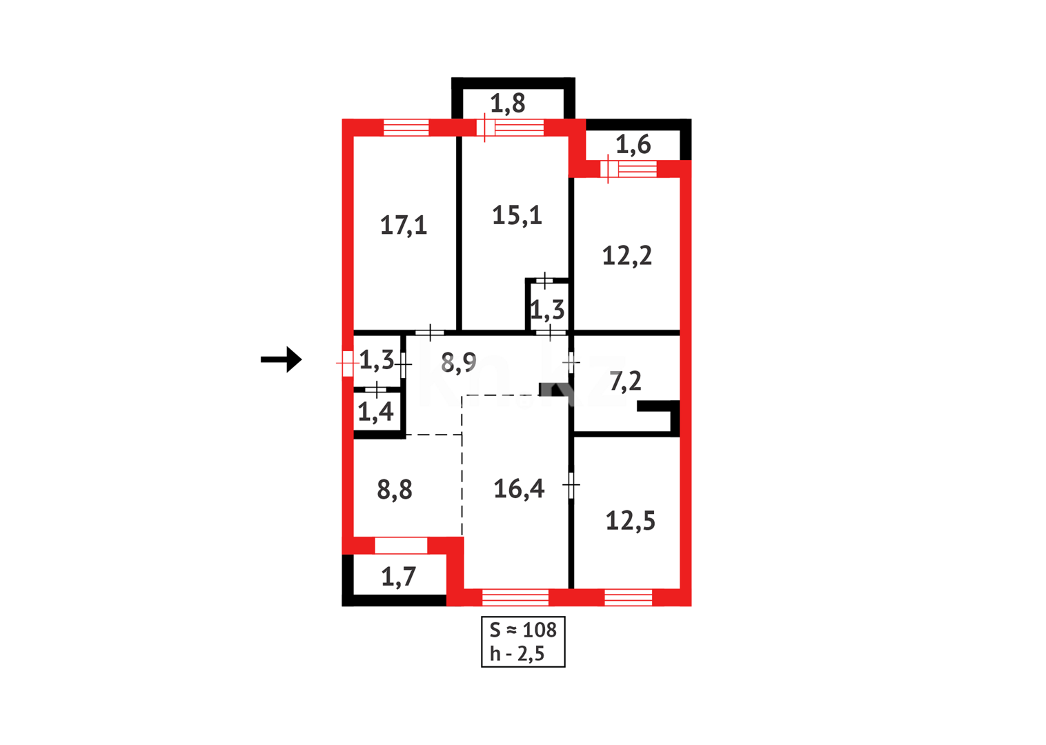 Продажа 5-комнатной квартиры, 108 м² в Темиртау - фото 26