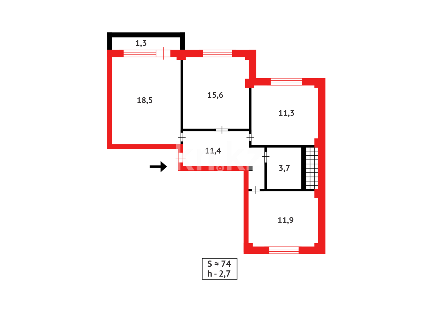 Продажа 3-комнатной квартиры, 73 м² в Караганде - фото 16