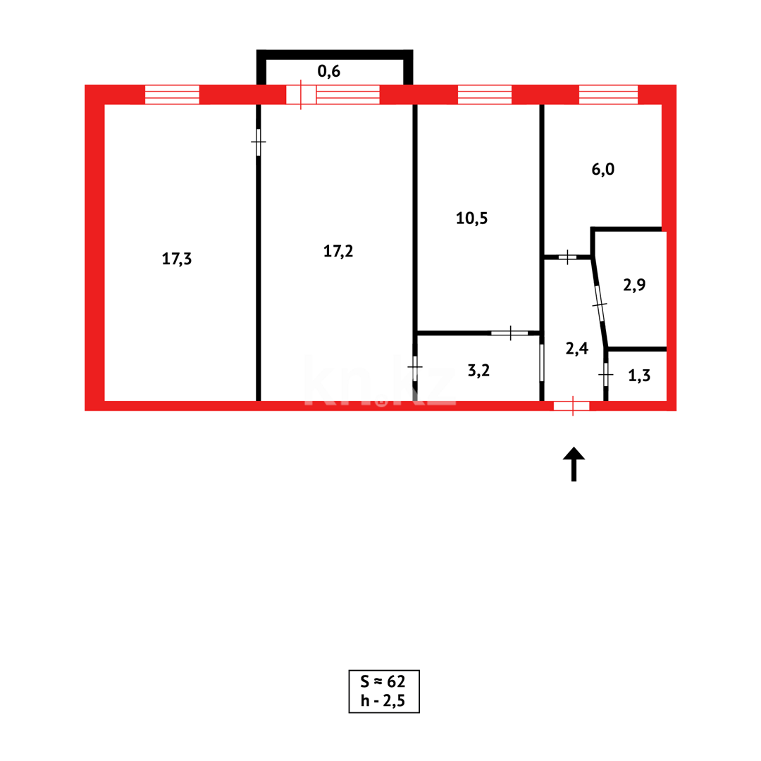 Продажа 3-комнатной квартиры, 61 м², мкр-н 19 в Караганде - фото 17