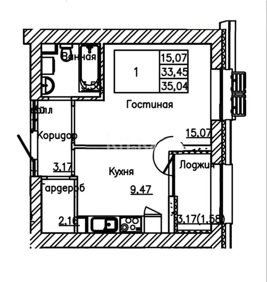 Продажа 1-комнатной квартиры, 35.3 м² в Астане - фото 4