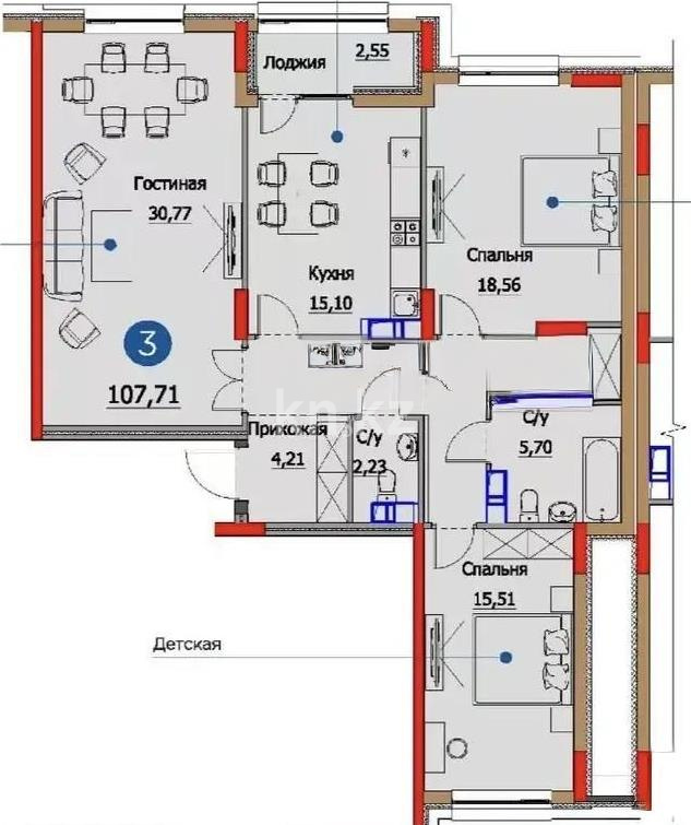 Продажа 3-комнатной квартиры, 112 м² в Астане - фото 4