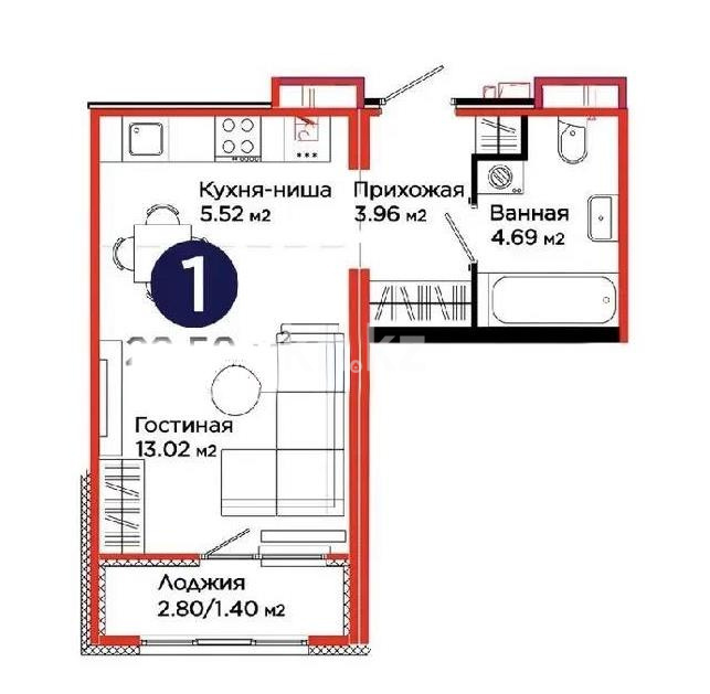 Продажа 1-комнатной квартиры, 28 м² в Астане