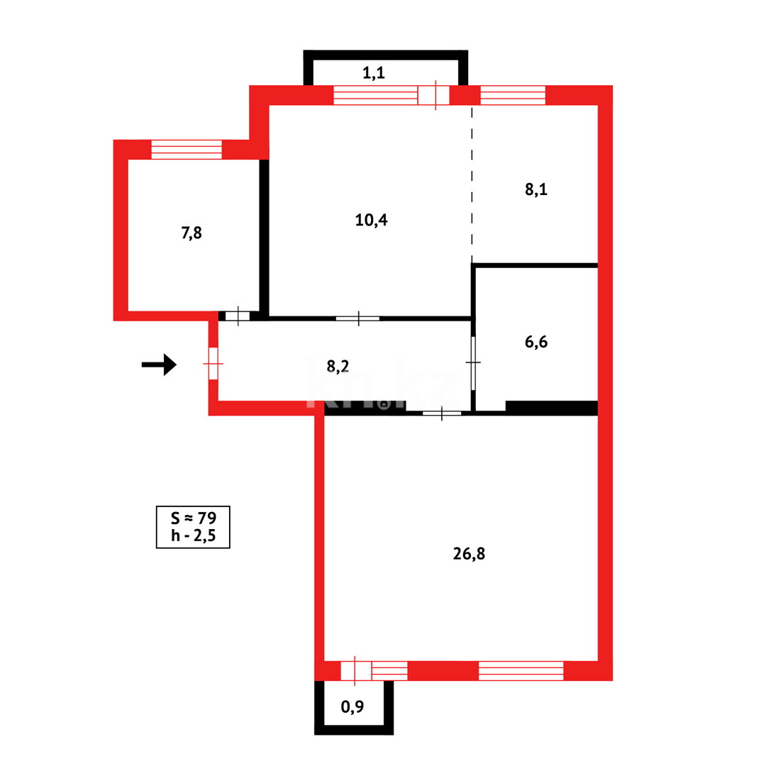 Продажа 3-комнатной квартиры, 79 м², ул. Гапеева, дом  1 в Караганде - фото 12