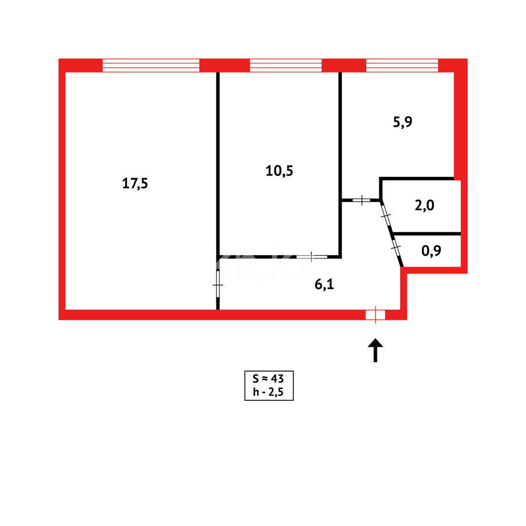 Продажа 2-комнатной квартиры, 42 м² в Караганде - фото 8