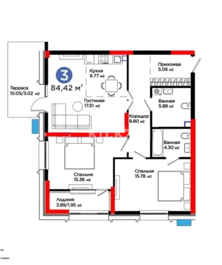 Продажа 3-комнатной квартиры, 84.4 м² в Астане - фото 3