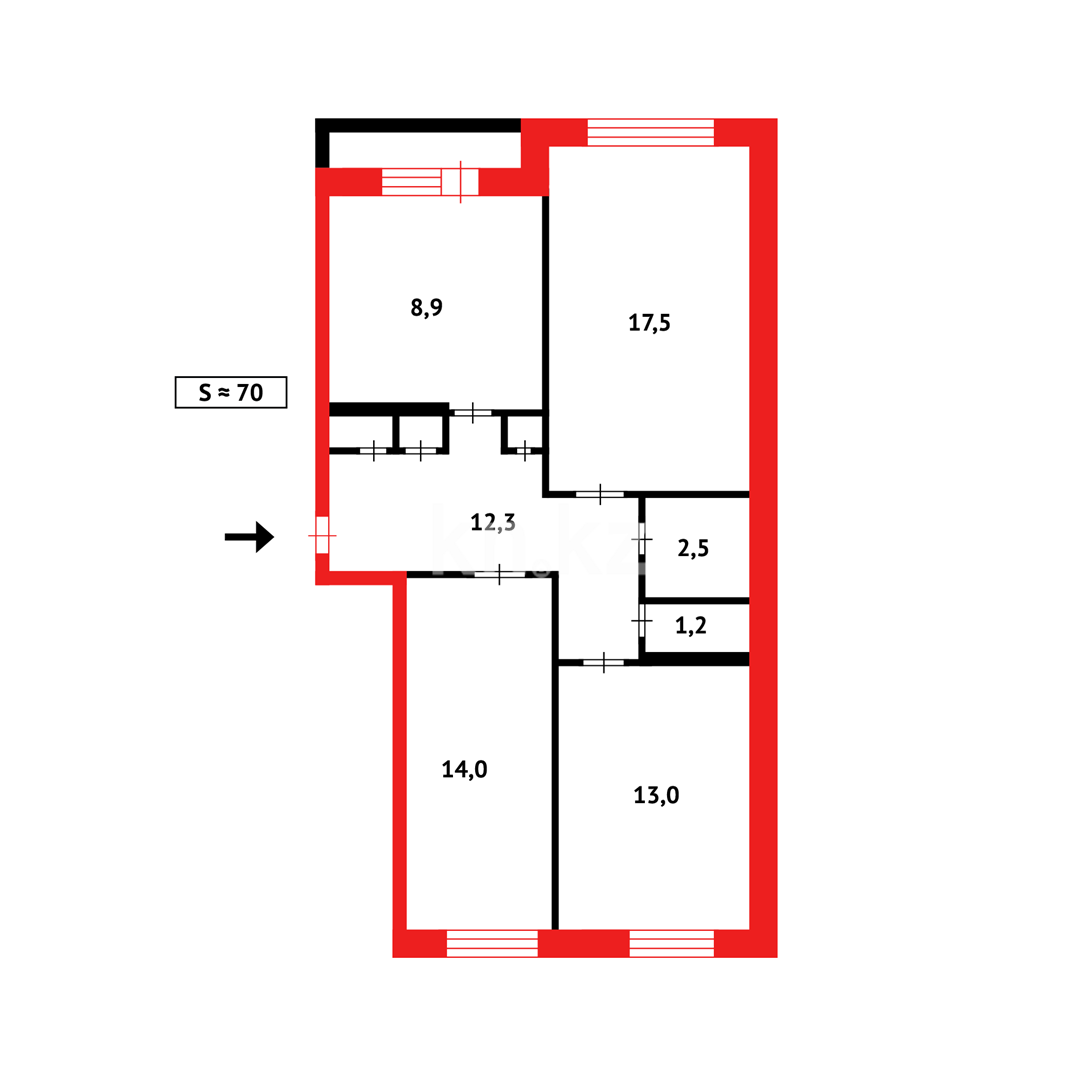 Продажа 3-комнатной квартиры, 71 м², ул. Амангельды в Темиртау - фото 18