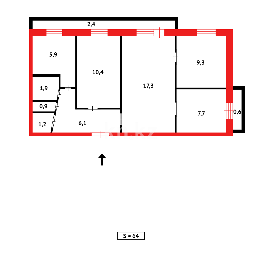 Продажа 4-комнатной квартиры, 61 м², пр. Строителей, дом  16 в Караганде - фото 26