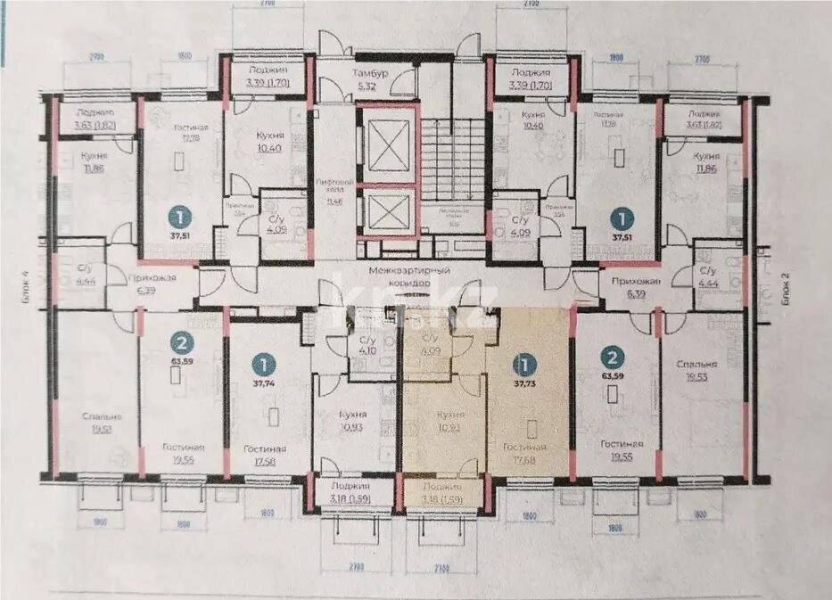 Продажа 1-комнатной квартиры, 37.73 м² в Астане