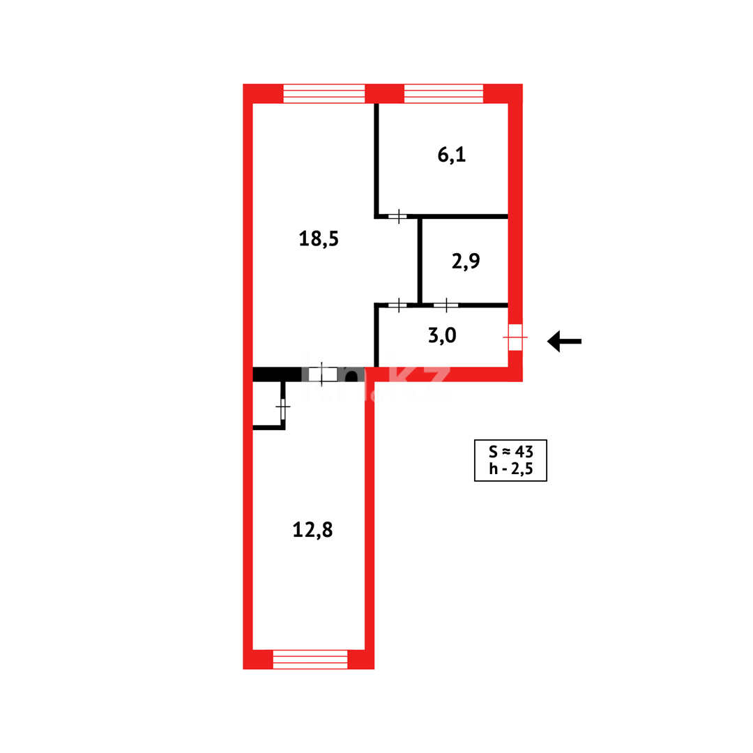 Продажа 2-комнатной квартиры, 42 м² в Караганде - фото 10