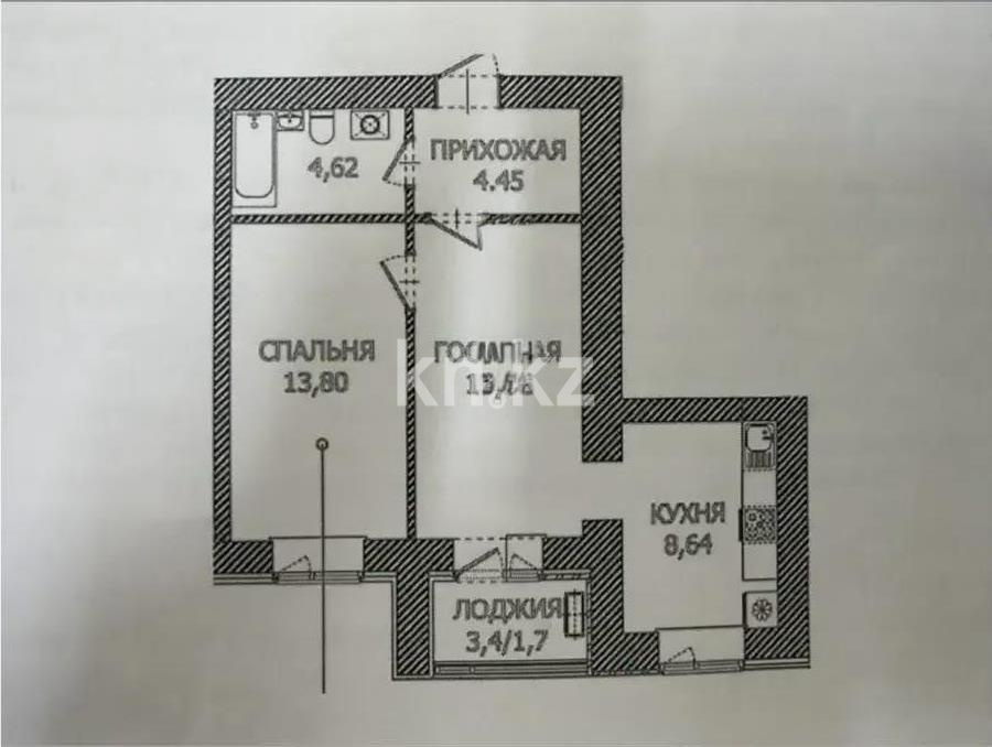 Продажа 2-комнатной квартиры, 47.1 м² в Астане