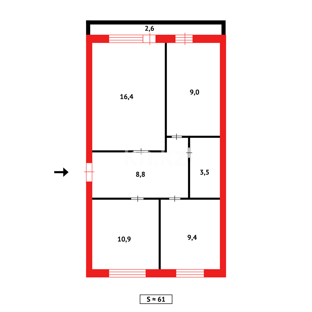 Продажа 3-комнатной квартиры, 61 м², ул. Маметовой в Караганде - фото 15