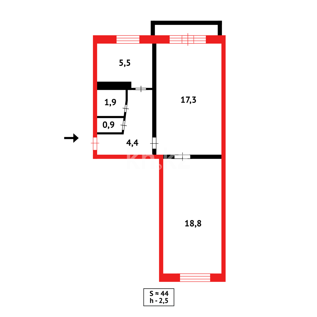 Продажа 2-комнатной квартиры, 44 м² в Темиртау - фото 13