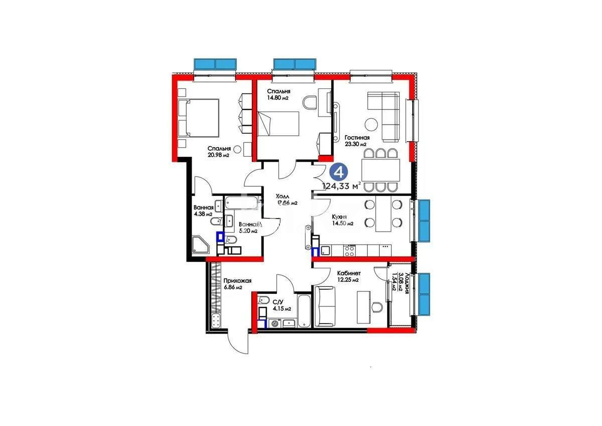 Продажа 4-комнатной квартиры, 125 м² в Алматы