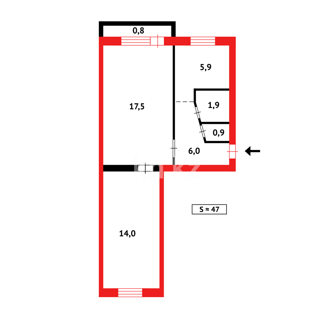 Продажа 2-комнатной квартиры, 44 м² в Темиртау - фото 11