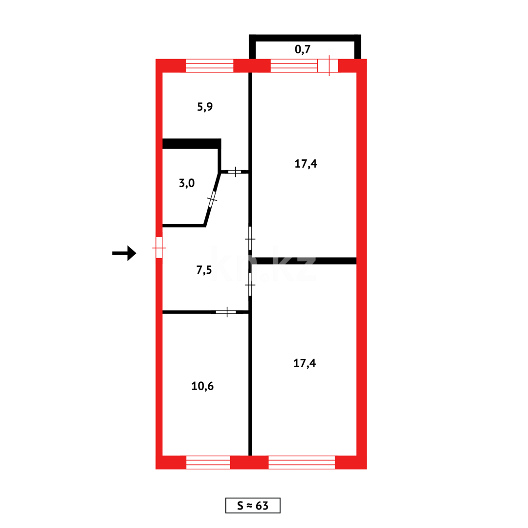 Продажа 3-комнатной квартиры, 63 м² в Караганде - фото 9