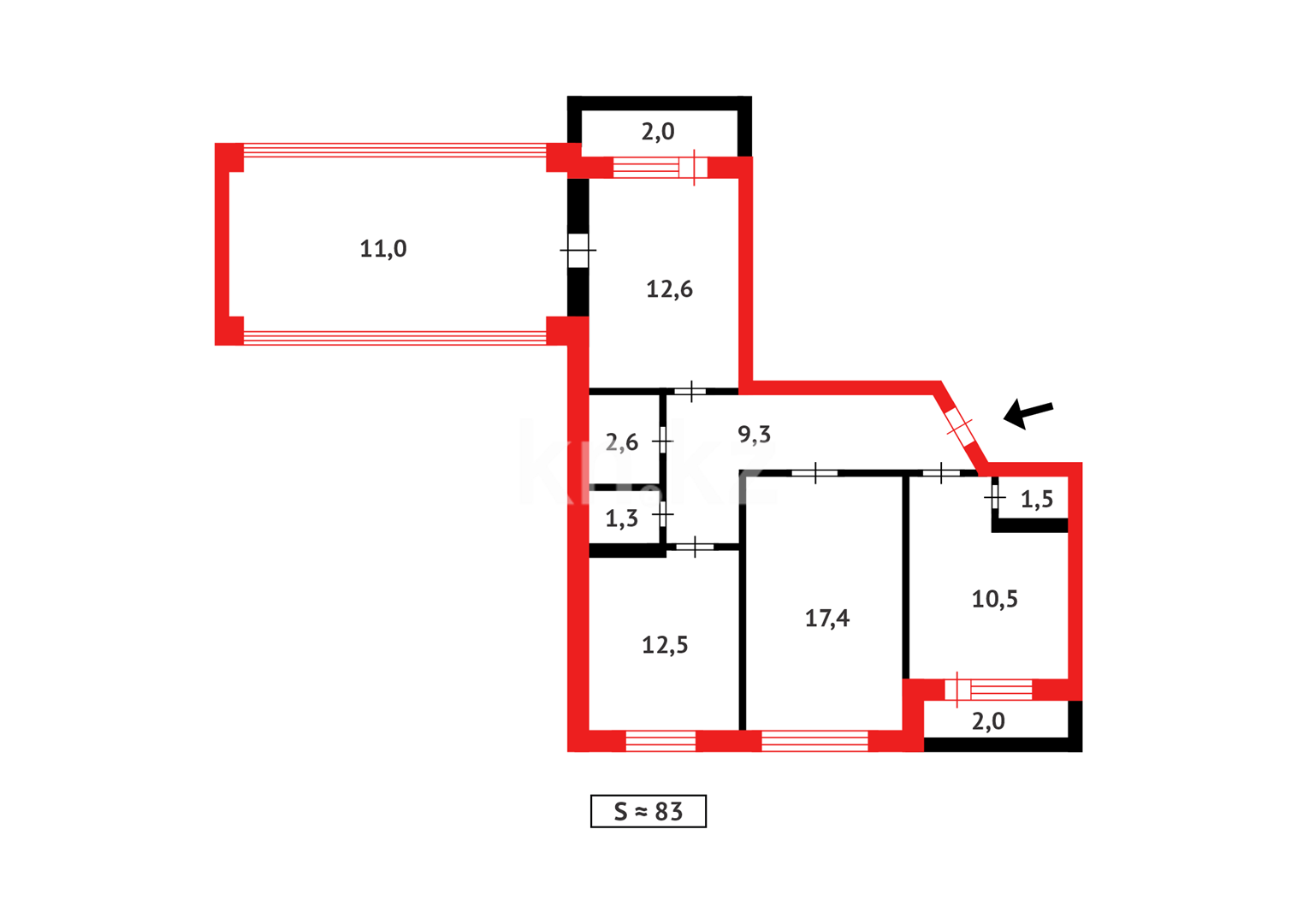 Продажа 3-комнатной квартиры, 82 м², мкр. 8-й мкр. в Темиртау - фото 22