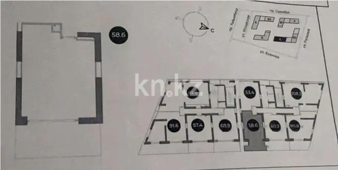 Продажа 2-комнатной квартиры, 58.6 м² в Алматы