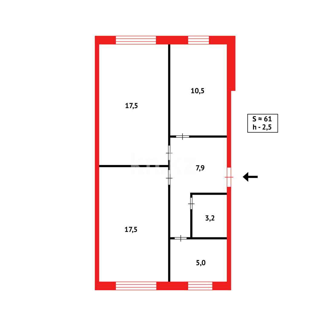 Продажа 3-комнатной квартиры, 62 м², пр. Момышулы в Темиртау - фото 16