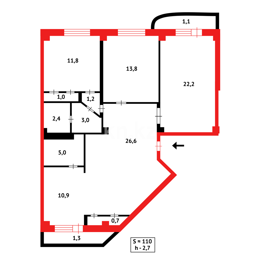 Продажа 4-комнатной квартиры, 107 м² в Астане - фото 13