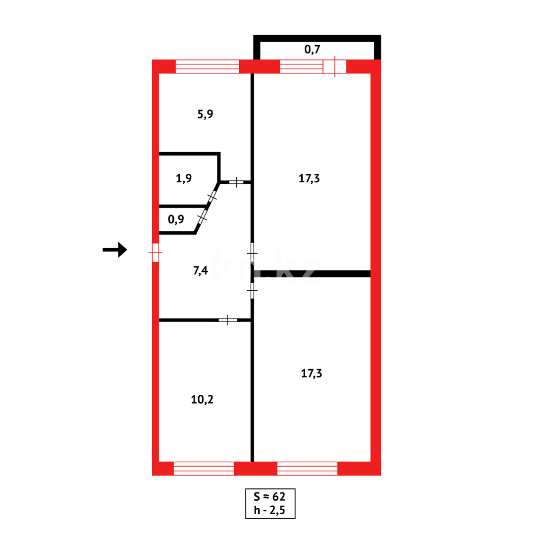 Продажа 3-комнатной квартиры, 69 м² в Караганде