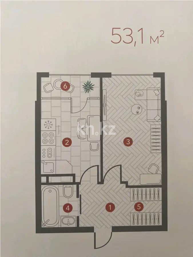 Продажа 2-комнатной квартиры, 53.1 м² в Алматы