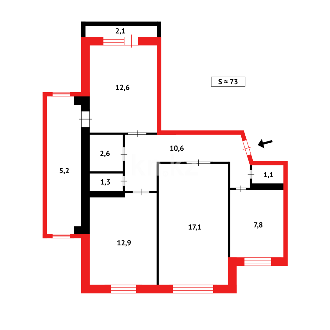 Продажа 3-комнатной квартиры, 74 м², мкр-н 8 в Темиртау - фото 19