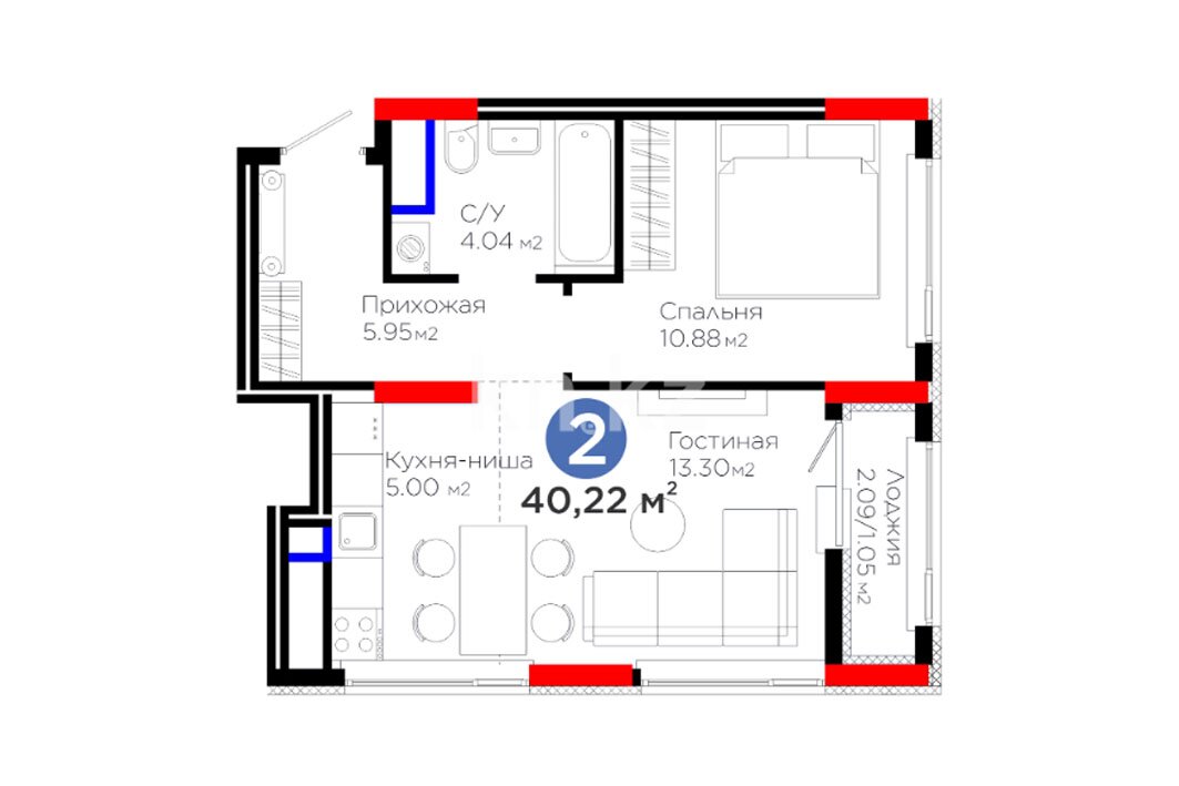 ЖК UIA. BIRLIK, 2-комнатная, цена 24 202 424 ₸, 602 650 ₸&nbsp;/&nbsp;м²