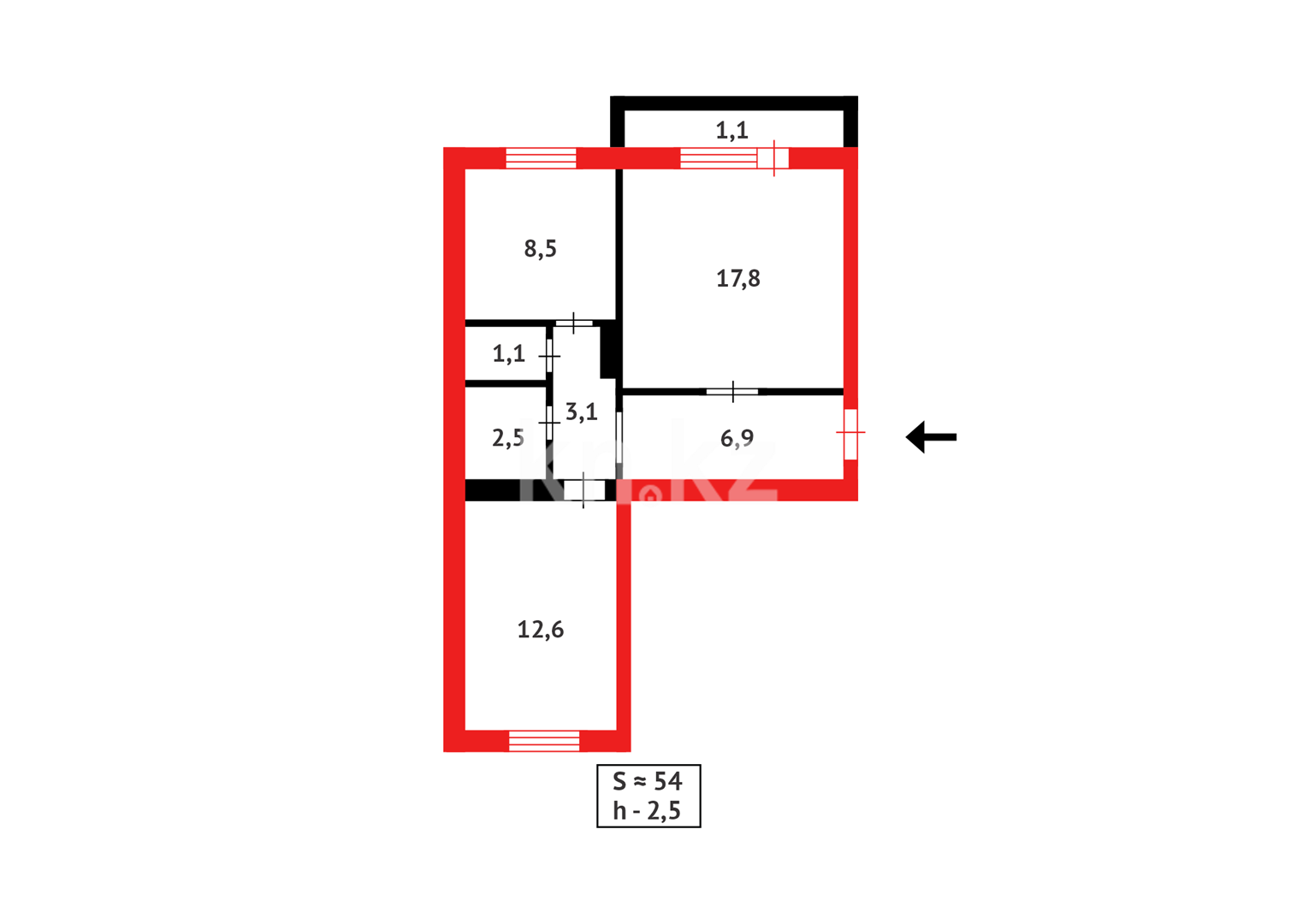 Продажа 2-комнатной квартиры, 53.6 м², мкр. Горняк, дом  86 в Сарани - фото 2