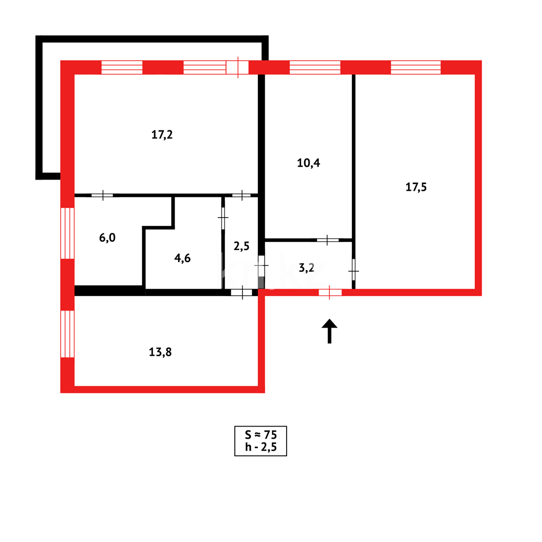 Продажа 4-комнатной квартиры, 77 м², 1 кв-л в Караганде - фото 14