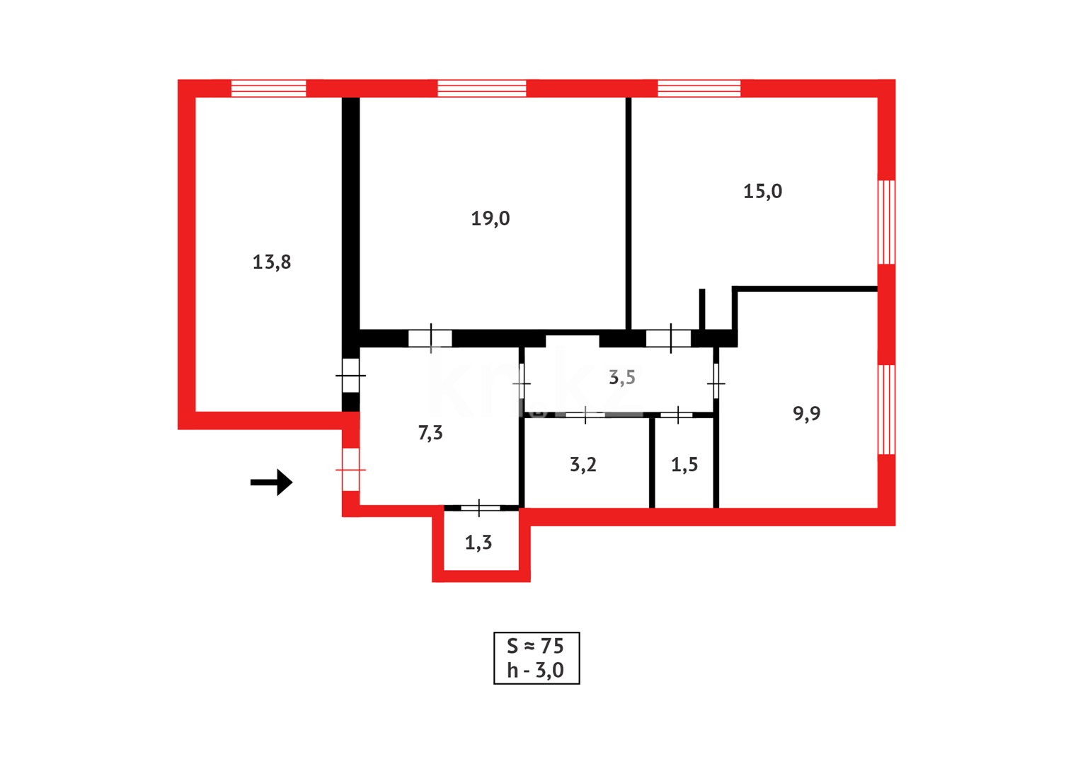Продажа 3-комнатной квартиры, 74 м² в Темиртау - фото 16
