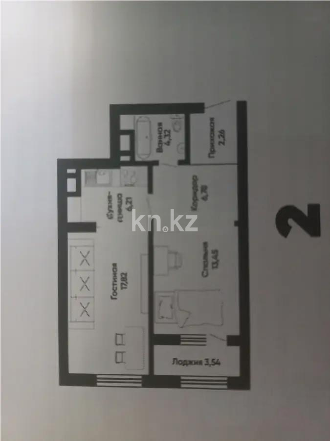 Продажа 2-комнатной квартиры, 52.6 м², ул. А-191, дом  4 в Астане