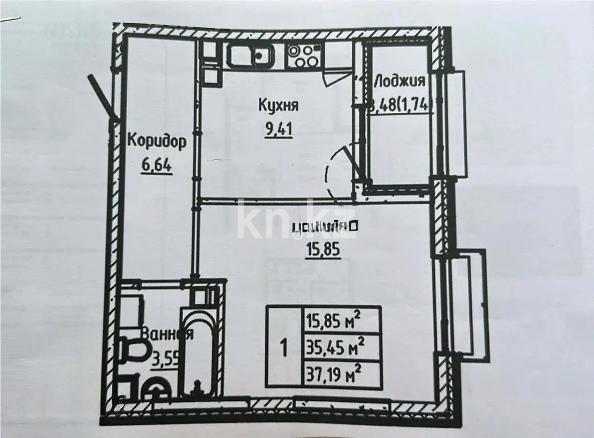 Продажа 1-комнатной квартиры, 38 м², ул. Косшыгулулы, дом  27/1 в Астане