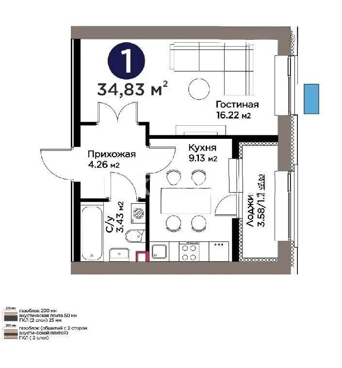 Продажа 1-комнатной квартиры, 35 м² в Астане - фото 2