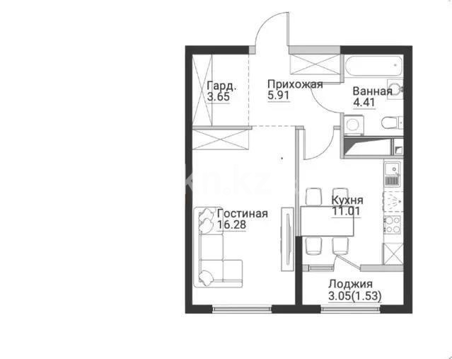 Продажа 1-комнатной квартиры, 42.79 м² в Алматы
