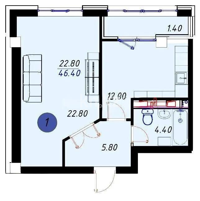 Продажа 1-комнатной квартиры, 39.2 м² в Алматы