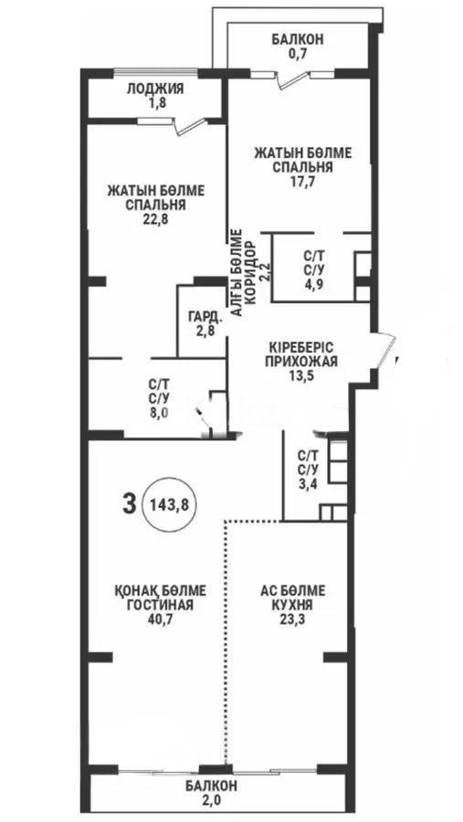 Продажа 4-комнатной квартиры, 143 м² в Алматы