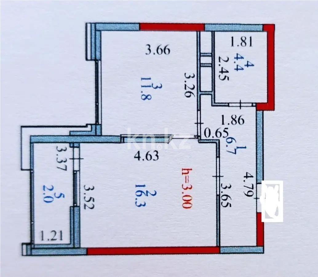 Продажа 1-комнатной квартиры, 41.2 м², пр. Улы Дала, дом  29/1 в Астане