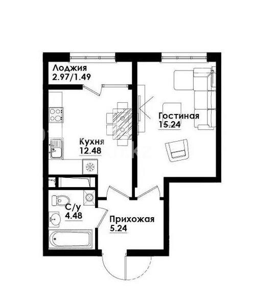 Продажа 1-комнатной квартиры, 38.93 м² в Алматы