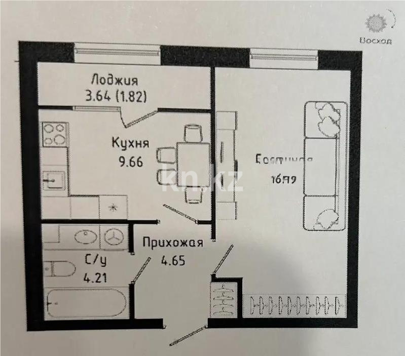 Продажа 1-комнатной квартиры, 39 м², ул. Нажимеденова, дом  30/1 в Астане
